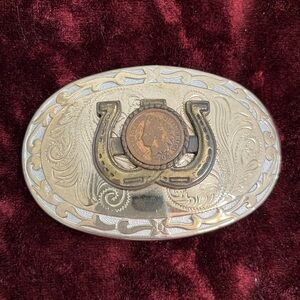 VNTG belt buckle 1905 Indian head penny  silver  belt buckle collectable
